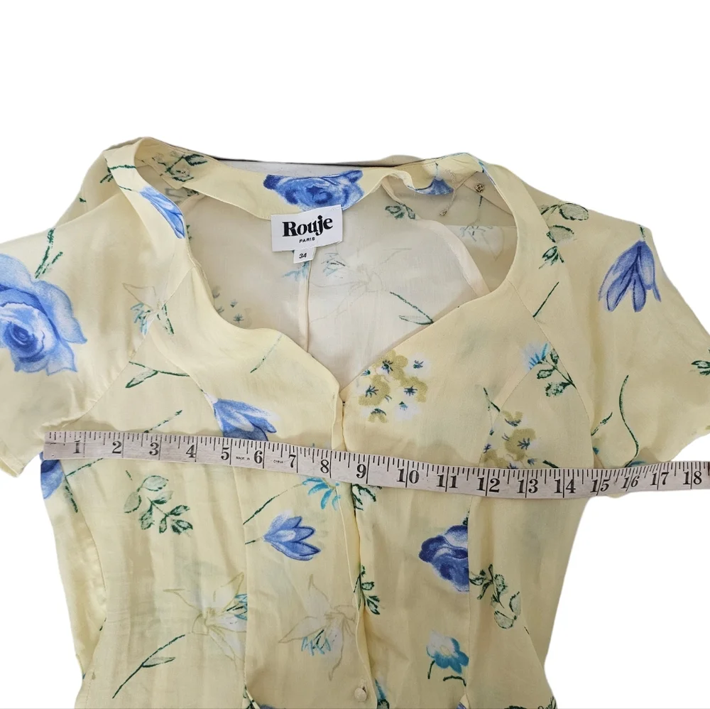 Rouje Renata Mini Dress Floral Button Lined Size 34 US 2_4